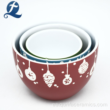 Juego de cuencos de cerámica de vajilla de gres colorido impreso personalizado de China